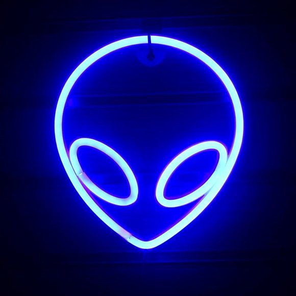 Neon Blue Alien ET Man Cave Girl Gamer Light LED Dorm/Patio/Apartment Cool Decor